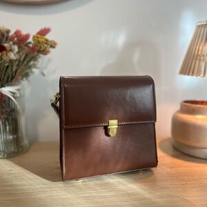 Elegant Brown Faux Leather Handbag